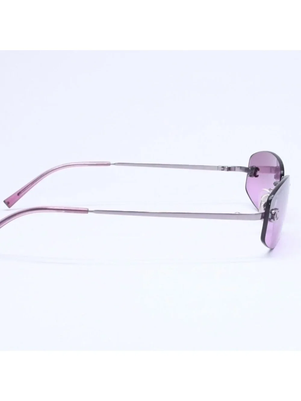 Chanel Rimless Sunglasses Eyewear CC Logo Purple